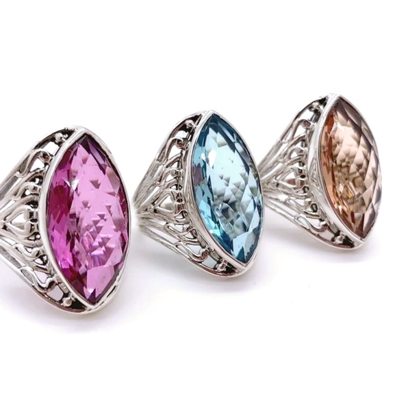 Nicky Butler Designer 925 Sterling Silver Aqua Quartz Marquise Ring NWT Sz 7.25 - Picture 4 of 4